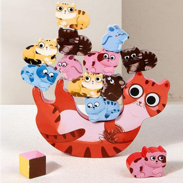 14 PCS WOODEN KITTEN BALANCE GAME